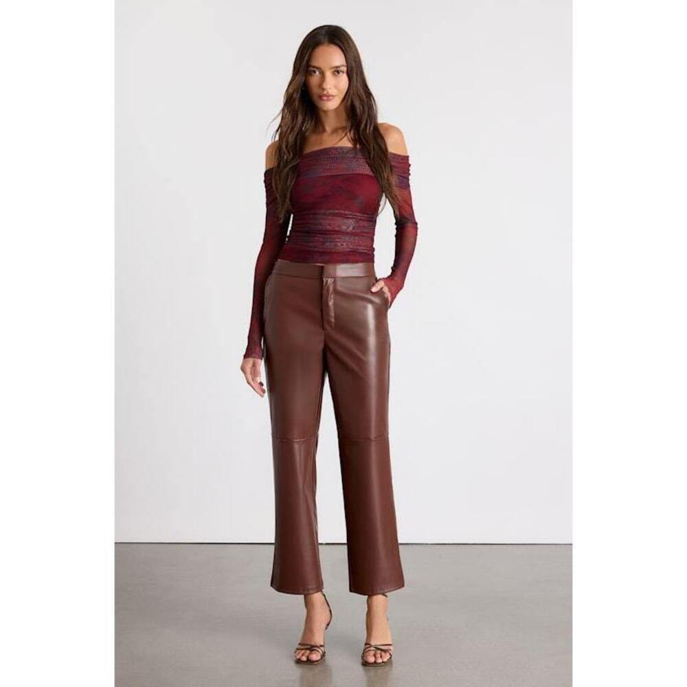 Lulus Open Minded Brown Vegan Leather Pants - Size S